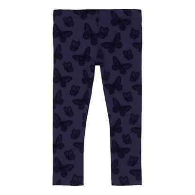 bluezoo Girls' navy textured butterfly leggings